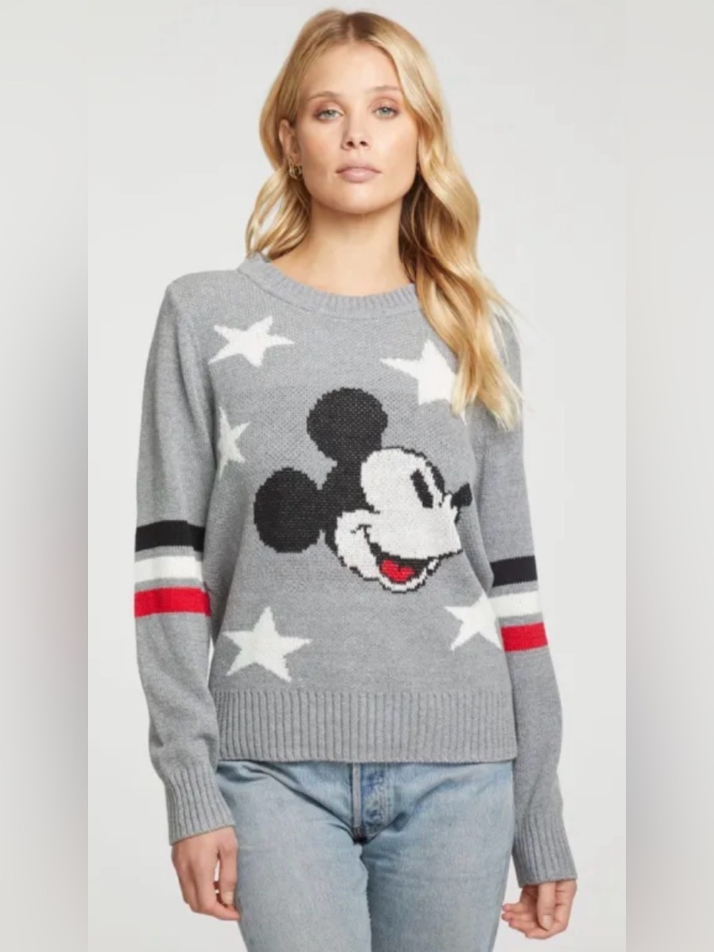 Disney x Cha Sor Mickey Mouse crewneck pullover sweater stars comfy fall cozy S